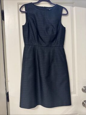 Banana Republic Navy Houndstooth Midi Dress